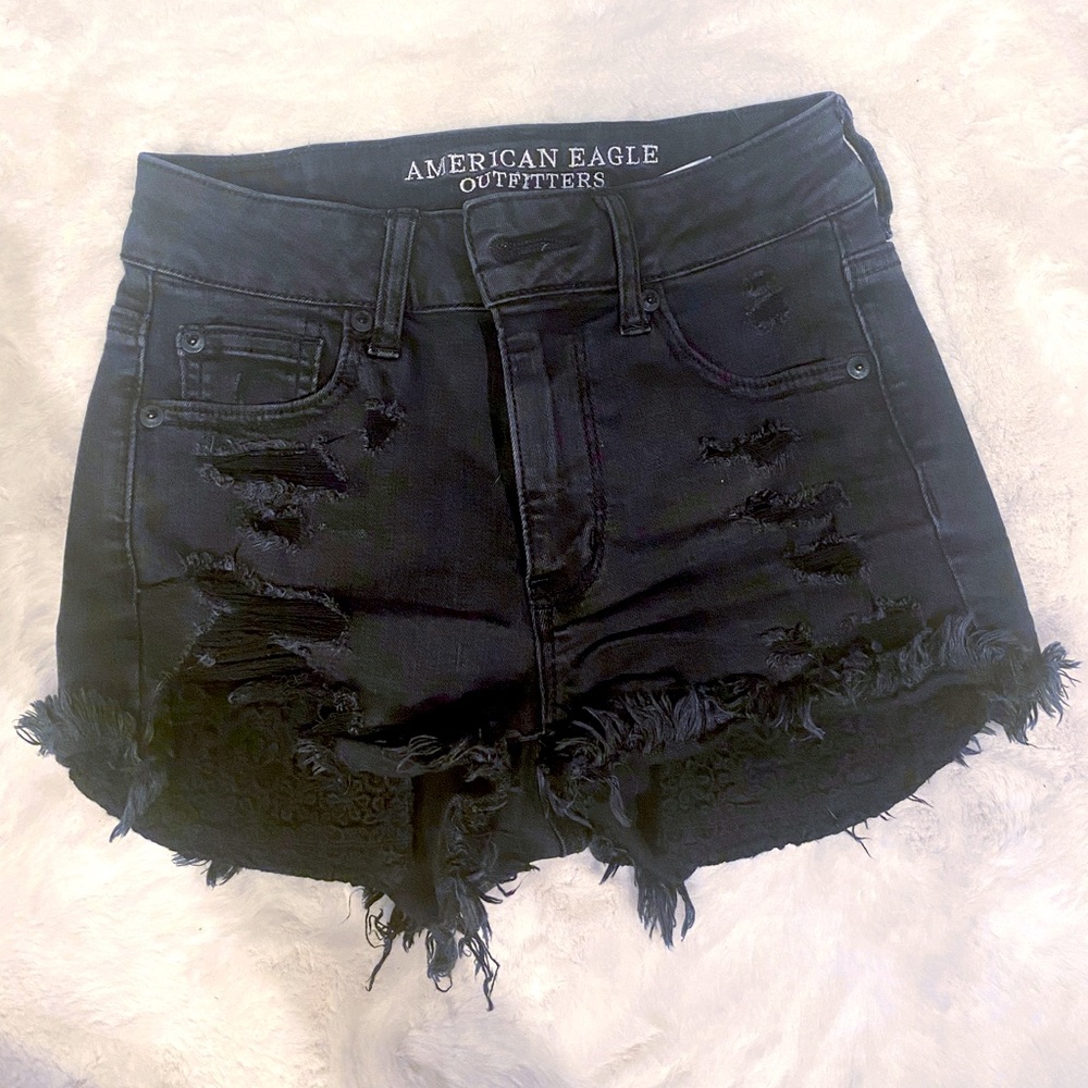 High waisted super stretch black shorts